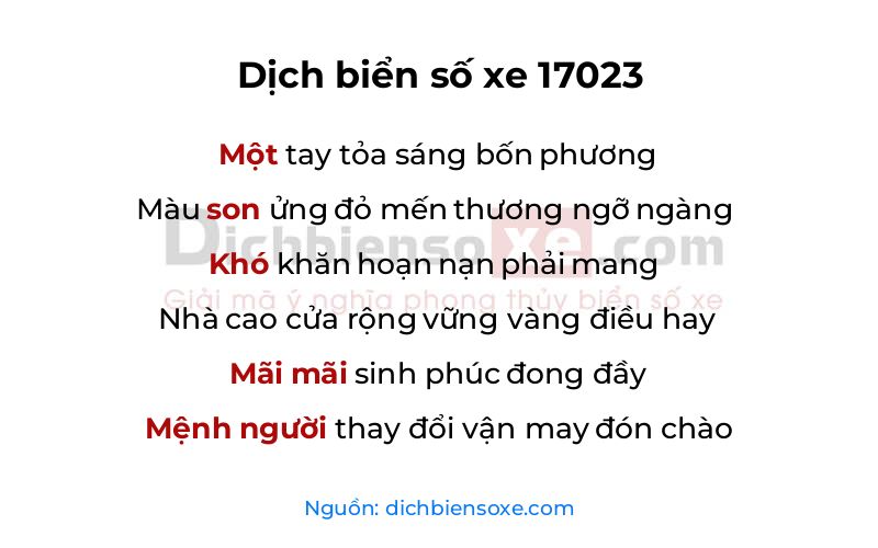 Dịch thơ biển số 17023
