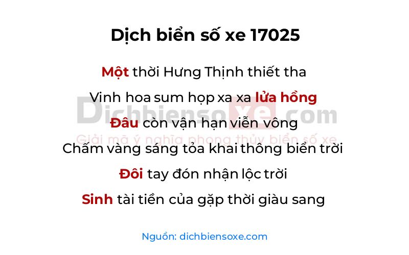 Dịch thơ biển số 17025