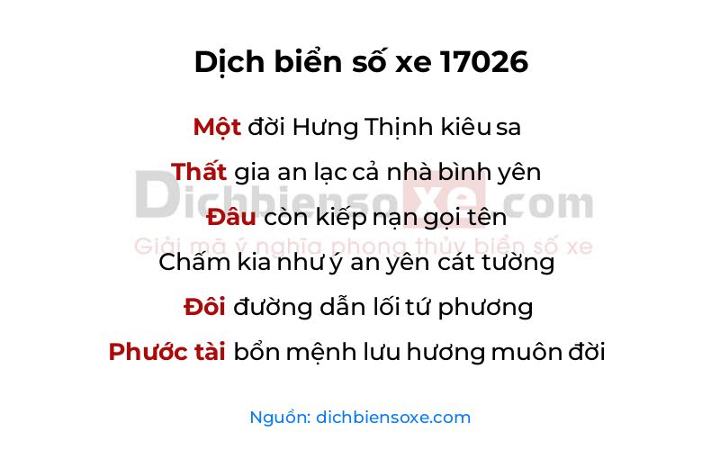 Dịch thơ biển số 17026