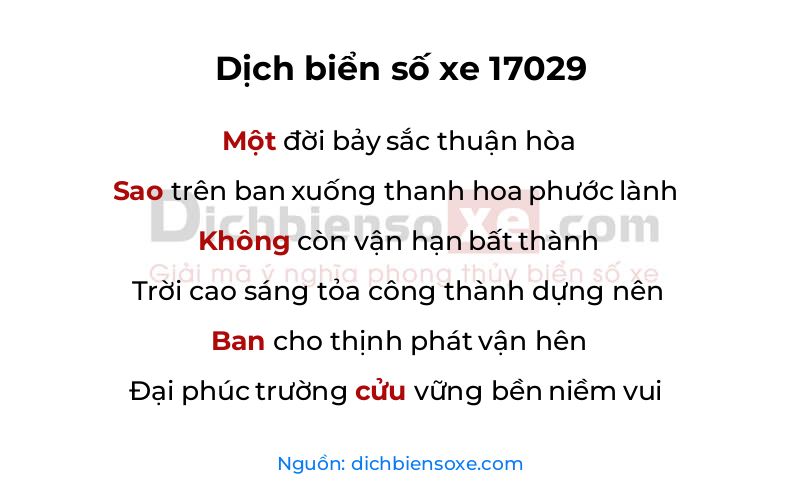 Dịch thơ biển số 17029