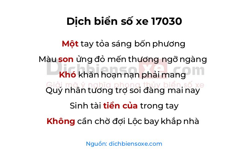 Dịch thơ biển số 17030