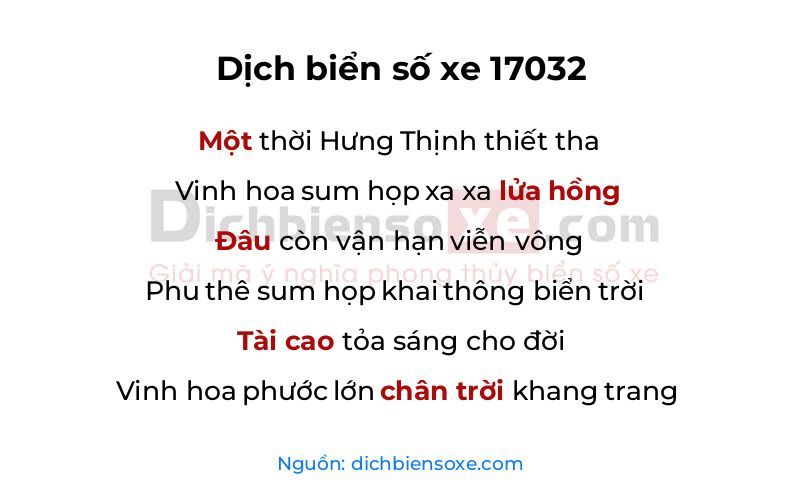 Dịch thơ biển số 17032