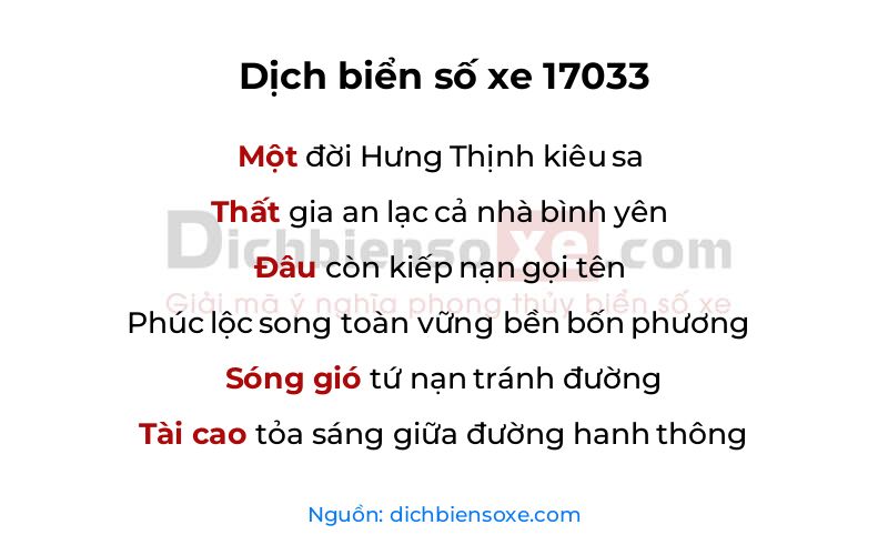 Dịch thơ biển số 17033