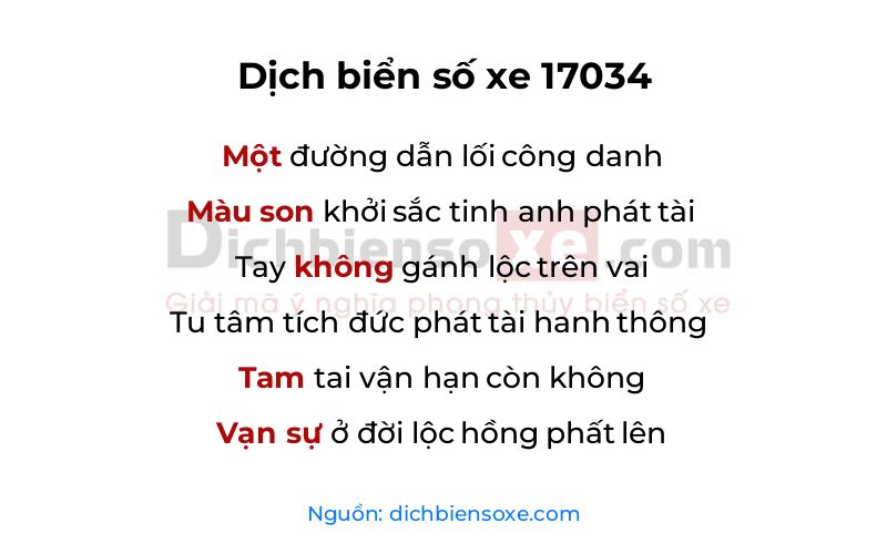 Dịch thơ biển số 17034