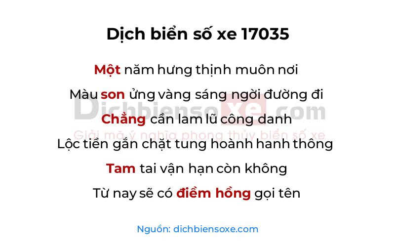 Dịch thơ biển số 17035
