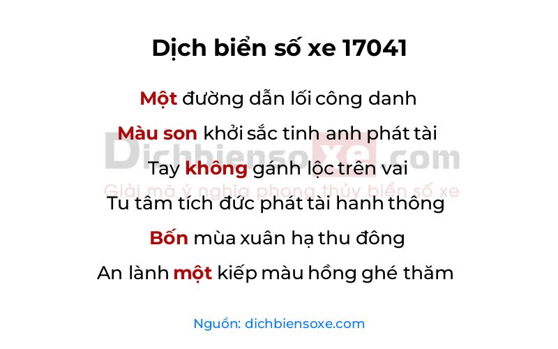 Dịch thơ biển số 17041