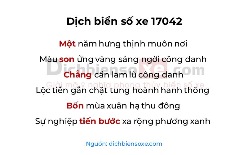 Dịch thơ biển số 17042