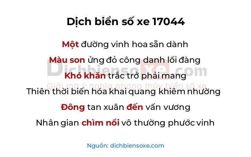 Dịch thơ biển số 17044
