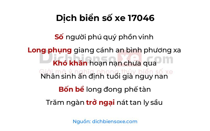 Dịch thơ biển số 17046