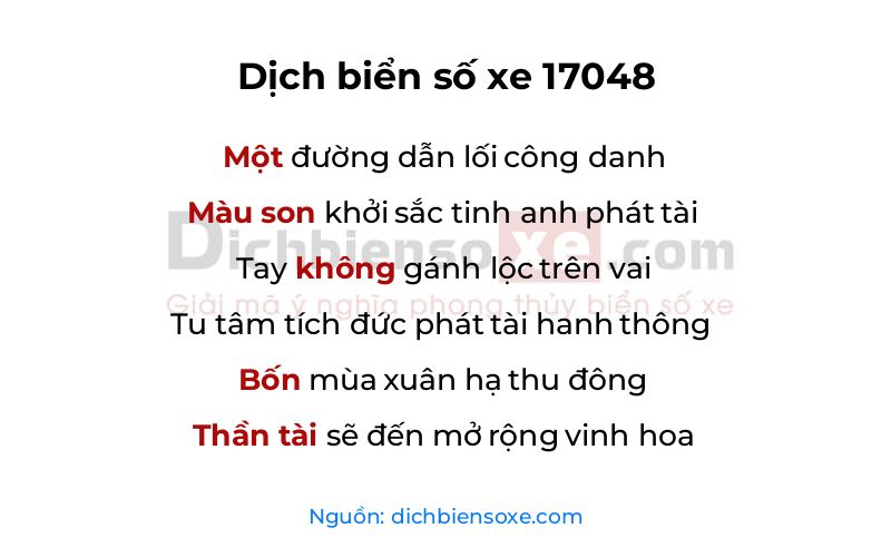 Dịch thơ biển số 17048