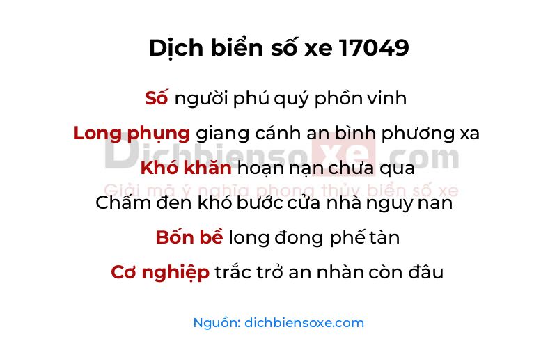 Dịch thơ biển số 17049