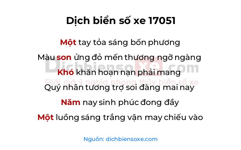 Dịch thơ biển số 17051