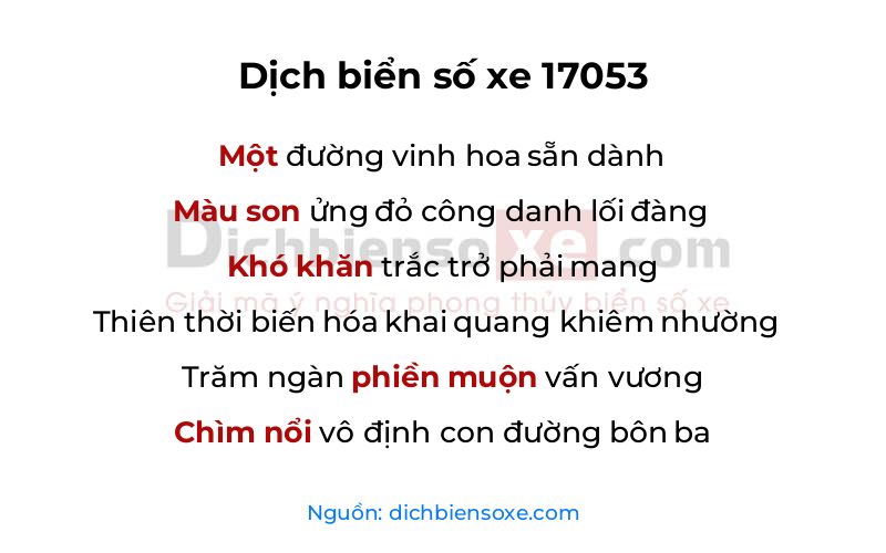 Dịch thơ biển số 17053