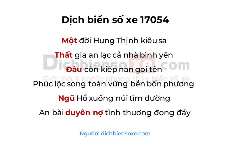 Dịch thơ biển số 17054
