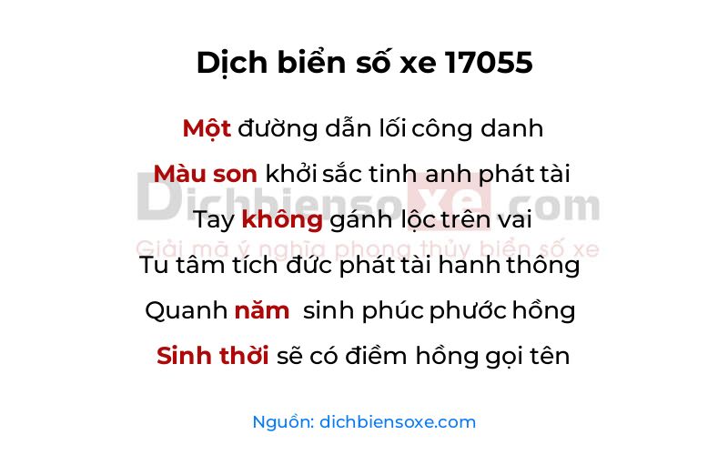 Dịch thơ biển số 17055