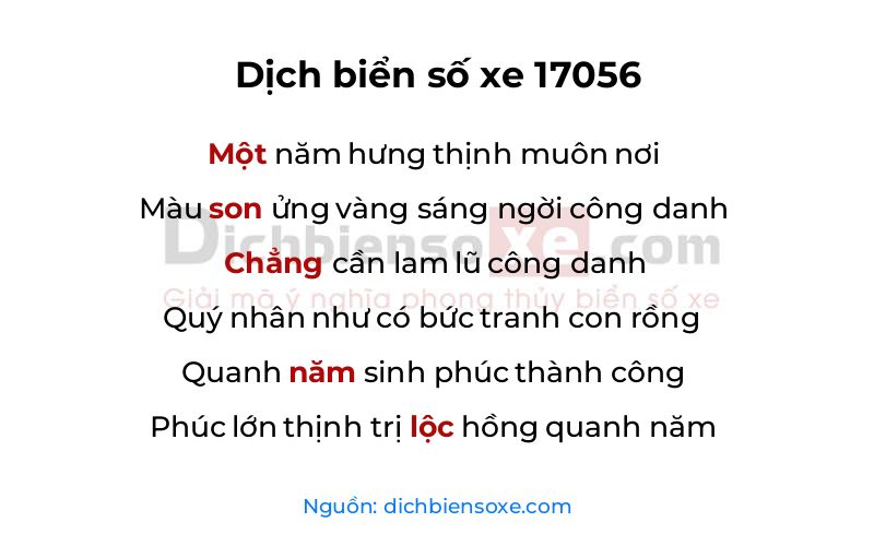 Dịch thơ biển số 17056