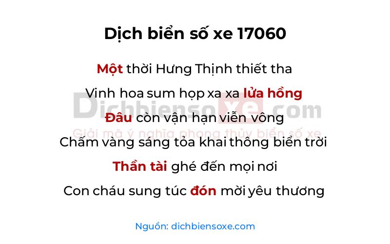 Dịch thơ biển số 17060