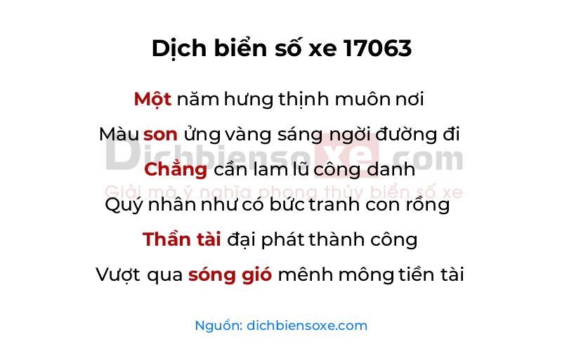 Dịch thơ biển số 17063