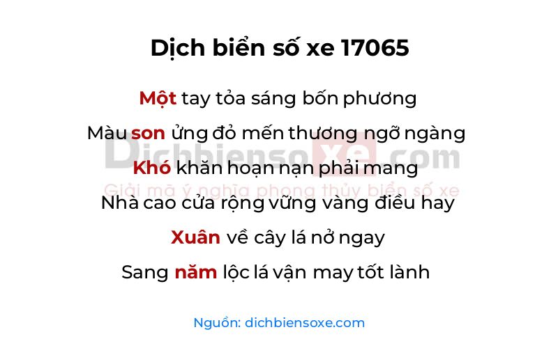 Dịch thơ biển số 17065