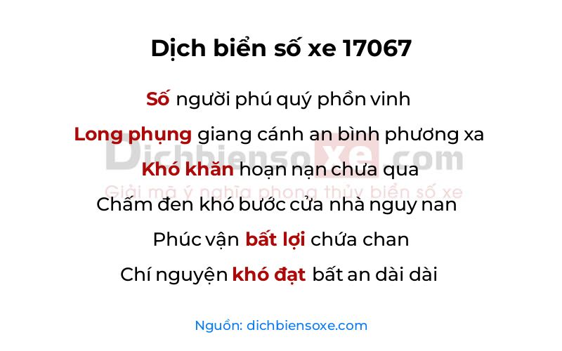 Dịch thơ biển số 17067