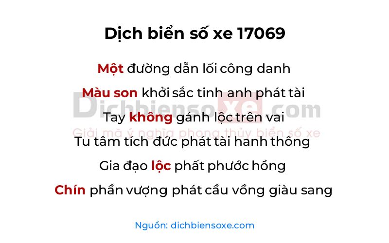 Dịch thơ biển số 17069