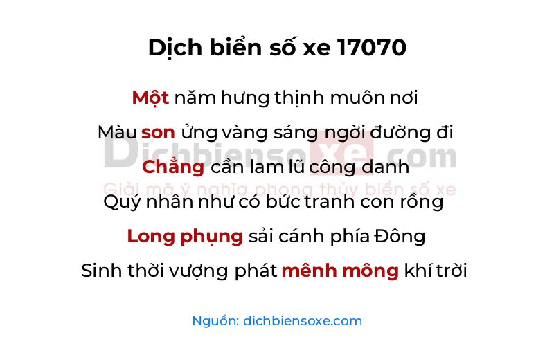 Dịch thơ biển số 17070