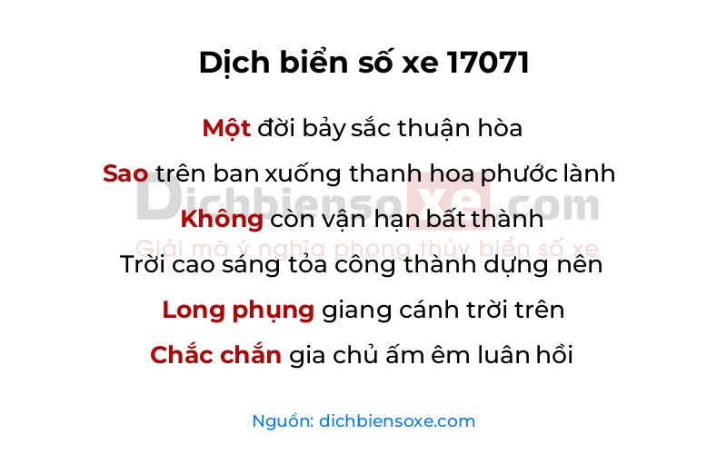 Dịch thơ biển số 17071