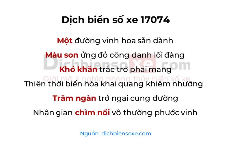 Dịch thơ biển số 17074