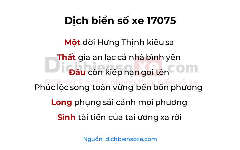 Dịch thơ biển số 17075