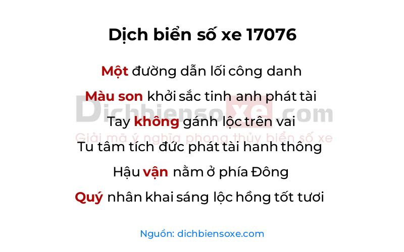Dịch thơ biển số 17076