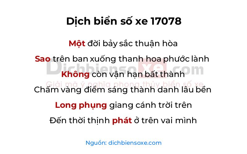 Dịch thơ biển số 17078