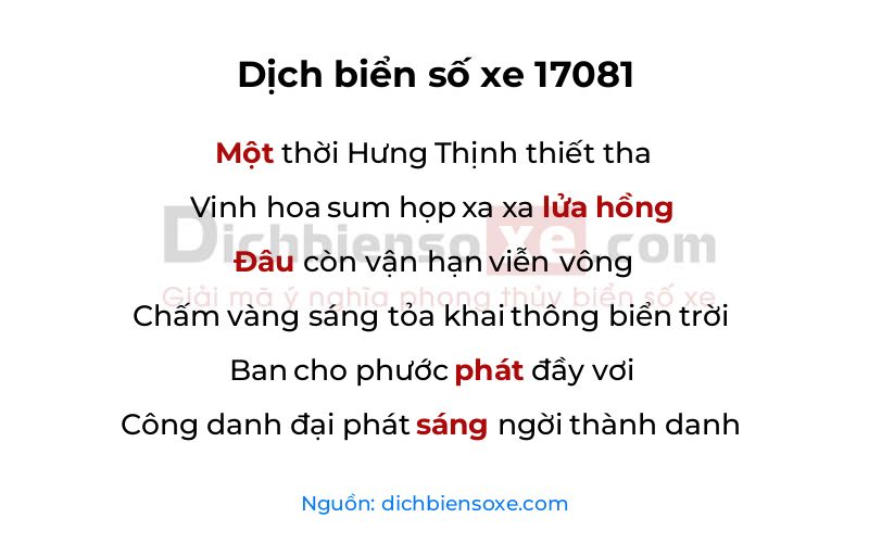 Dịch thơ biển số 17081