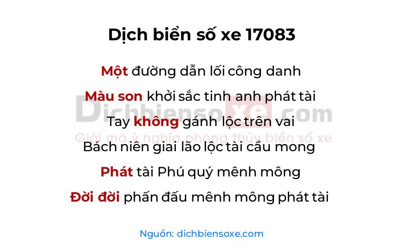 Dịch thơ biển số 17083