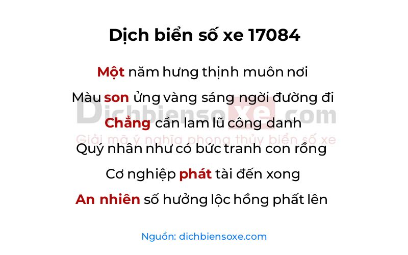 Dịch thơ biển số 17084