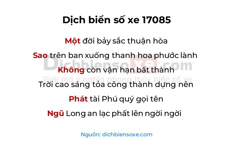 Dịch thơ biển số 17085