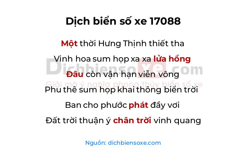 Dịch thơ biển số 17088