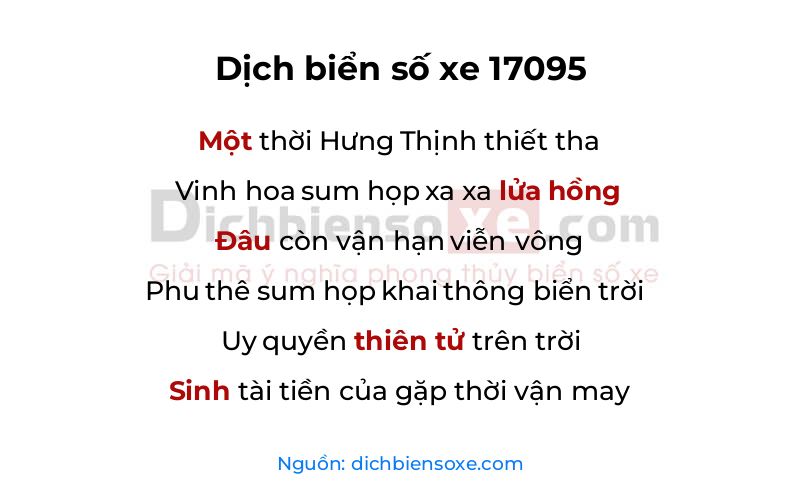 Dịch thơ biển số 17095