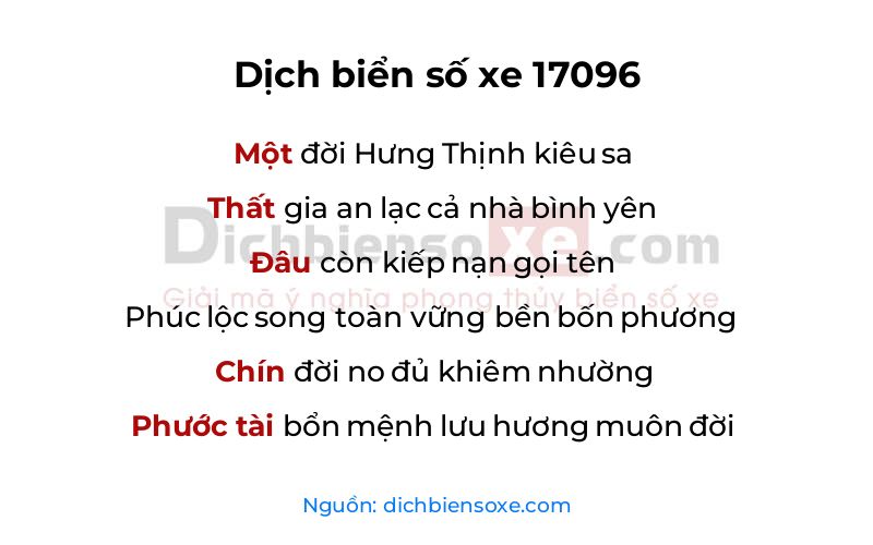 Dịch thơ biển số 17096