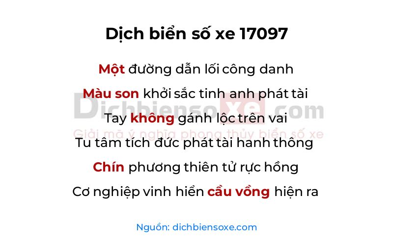 Dịch thơ biển số 17097