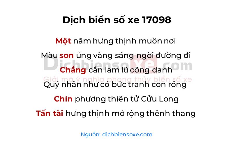 Dịch thơ biển số 17098
