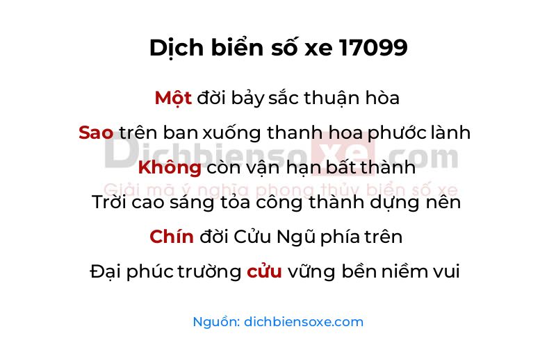 Dịch thơ biển số 17099