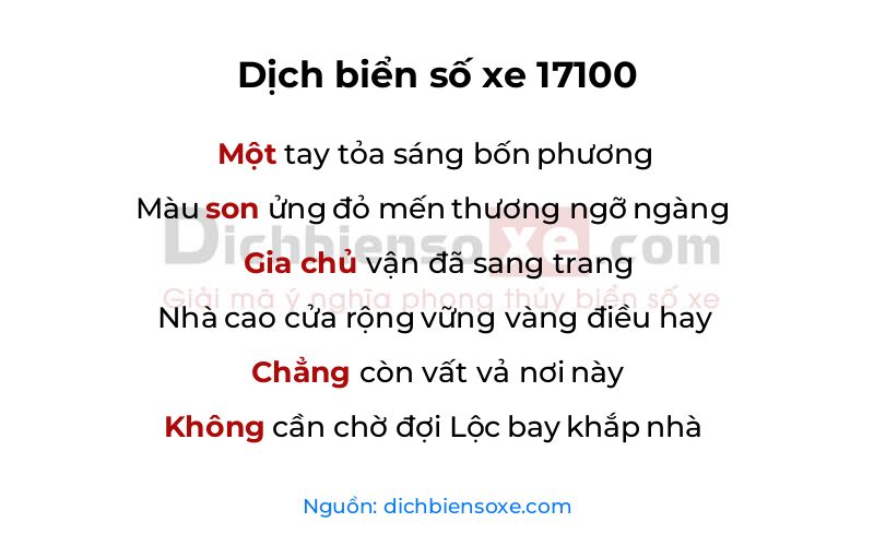 Dịch thơ biển số 17100