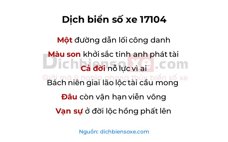 Dịch thơ biển số 17104