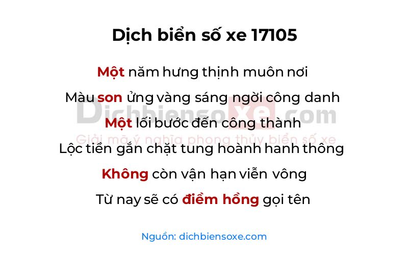 Dịch thơ biển số 17105