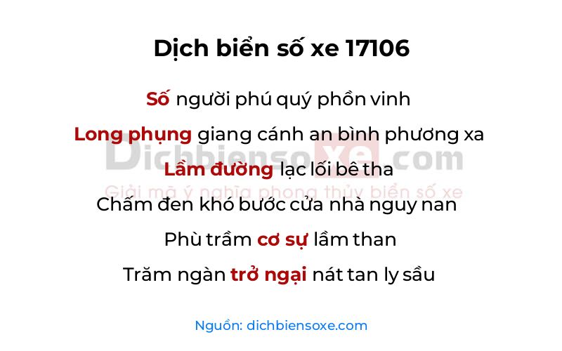 Dịch thơ biển số 17106