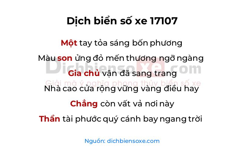 Dịch thơ biển số 17107
