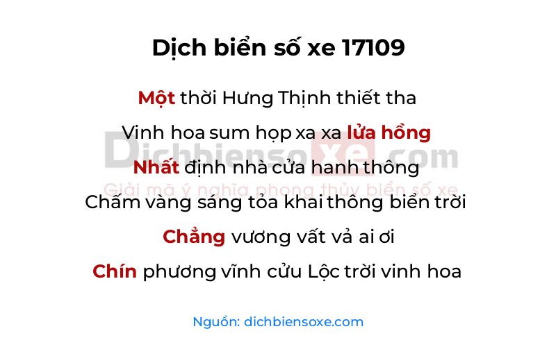 Dịch thơ biển số 17109