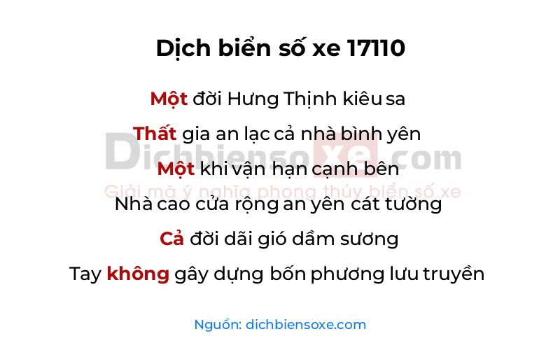 Dịch thơ biển số 17110