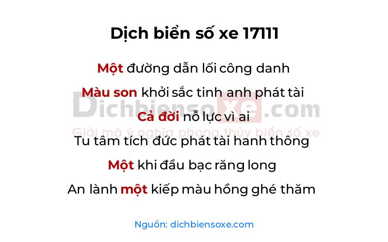Dịch thơ biển số 17111