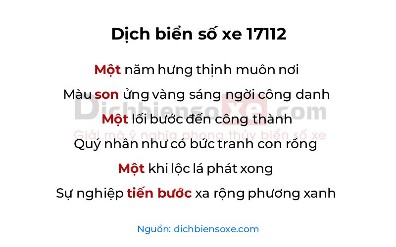 Dịch thơ biển số 17112